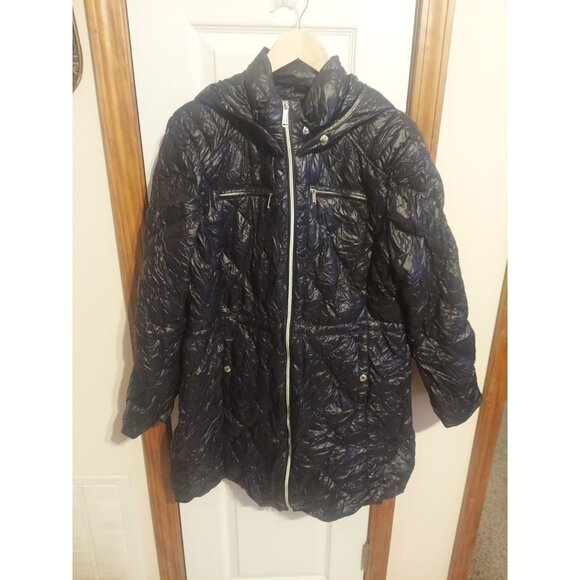 Michael MichaelKors Packable Down Fill Black Coat Size XXL Duster Bag Y2K Nylon - Picture 2 of 16